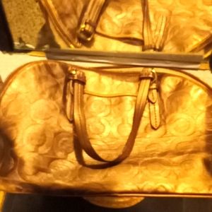 Coach Metslic Bronze Chelsea Signature 32 Hobo